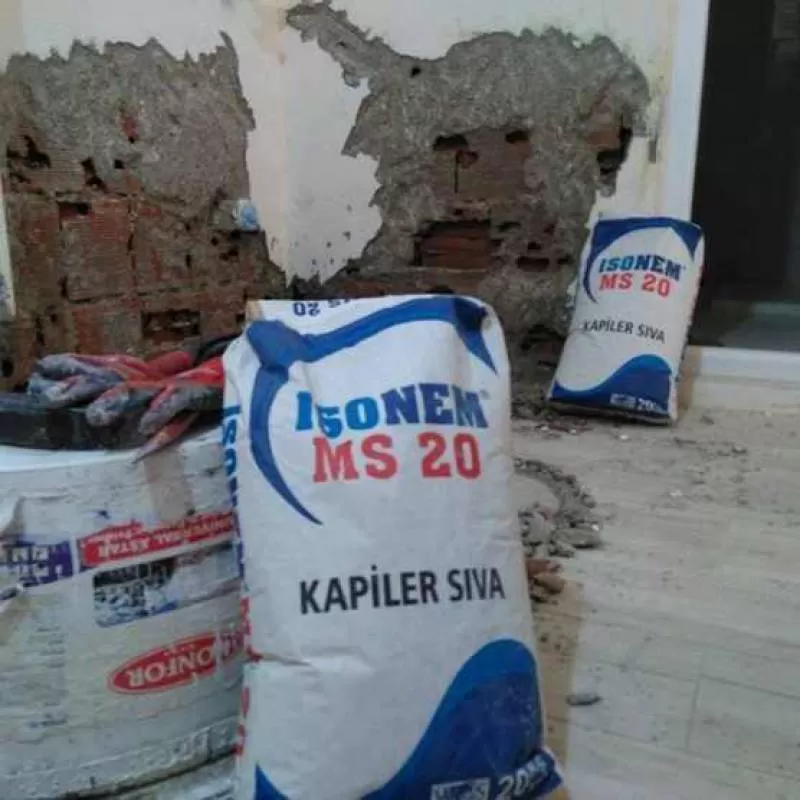 Isonem  MS 20 Capillary Plaster, Damp-proof Cement Based Render Used on Damaged Walls Having Moisture Dampness, MADE in TURKEY