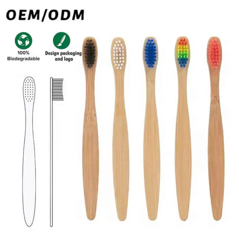 OEM Children Bamboo Adult Toothbrush CE Approved BPA Free Biodegradable Medium Hard Bristles Home Travel Hotel Adults
