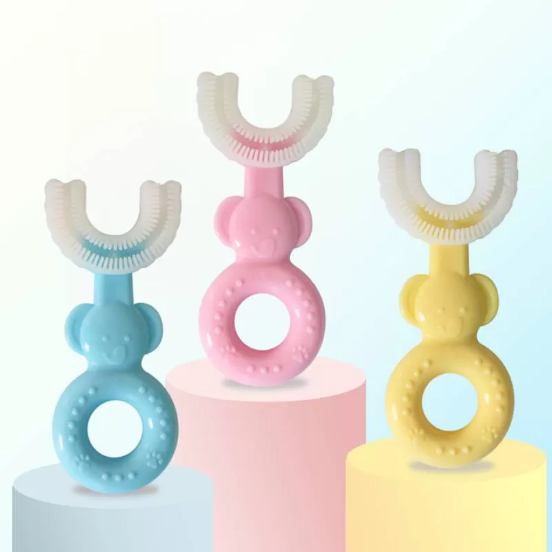 Wholesale Kids U Shape Toothbrush 360 Degrees Non-toxic Rubber Toothbrush Silicone ToothBrush