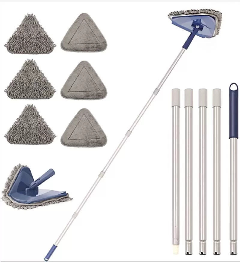 2024 NEW Multifunctional Bathroom Cleaning Glass Mop 3 in 1 Squeegee Folding Triangle Mop Dust Window Mop