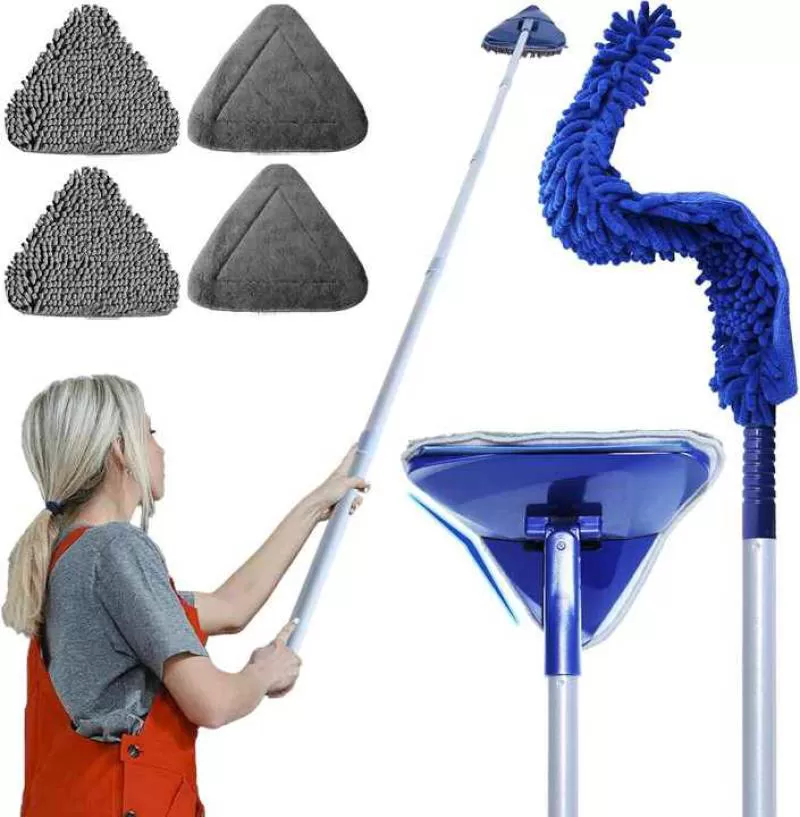 Wall Cleaner Mop with Fan Duster Cleaner Tool, Floor Cleaner for Mopping Long Dusters for Cleaning, 1 Ceiling Fan Cleaner Duster