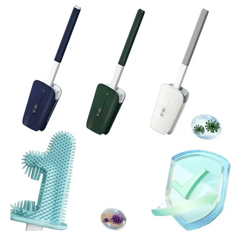 2024 Hidden Clip Design TPR Toilet Brush Bathroom WC Clean Plastic Silicone Toilet Bowl Brush with Holder