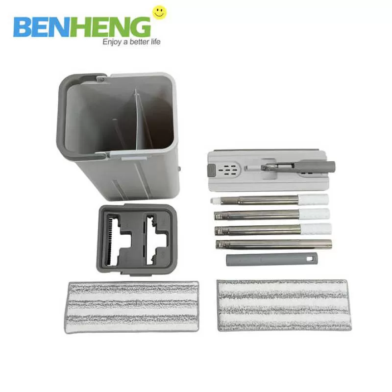 BENHENG Hot Sell Household Cleaning Squeeze Flat Lazy Mop with Bucket Magic Dry and Wash Mop for Floor Cleaning