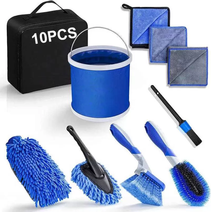 10pcs Car Detailing Kit Car Detailing Kit Car Cleaning Kit for Cleaning Wheels Interior Exterior Leather Dashboard Vents