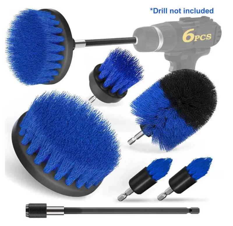 6PACK Drill Brush Attachment Set-Car Interior Detailing Kit Power Scrubber Brush Extended Long Attachment