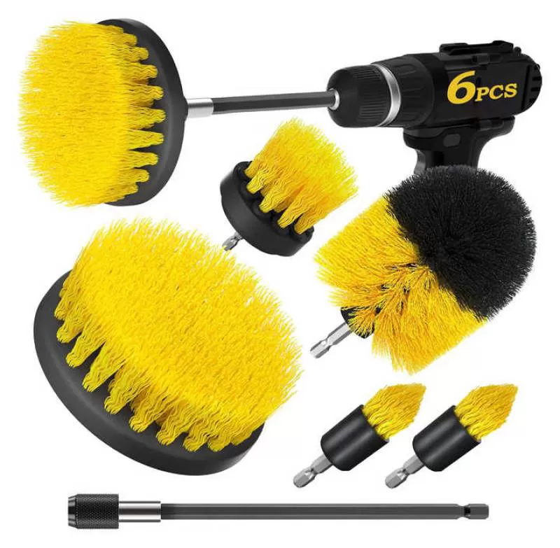 Drill Cleaning Brush Power Scrubber Cleaning Drill Brush Extended Long Attachment Set Scrub Brushes Kit for Grout
