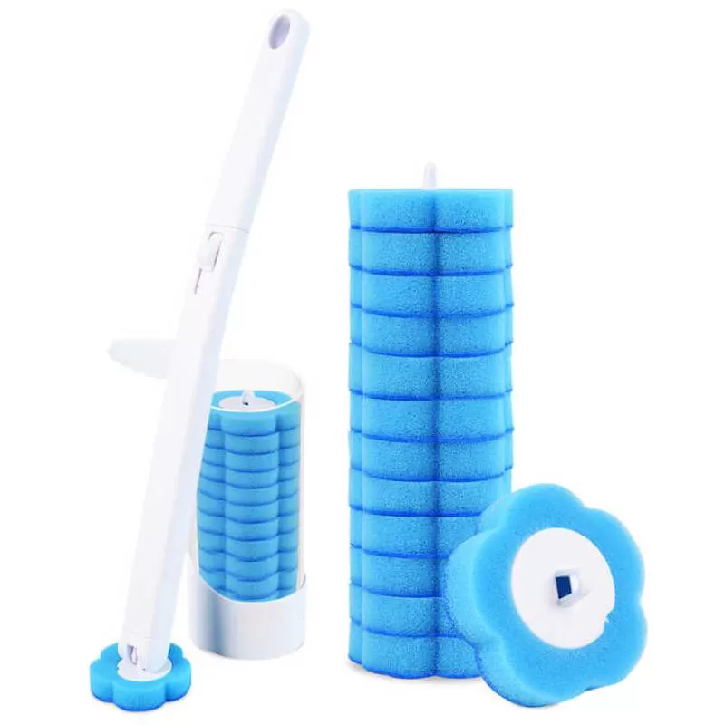 Easy-Clean Disposable Toilet Brush Set with Interchangeable Heads - No Dead Corners Perfect for Home Commercial Use