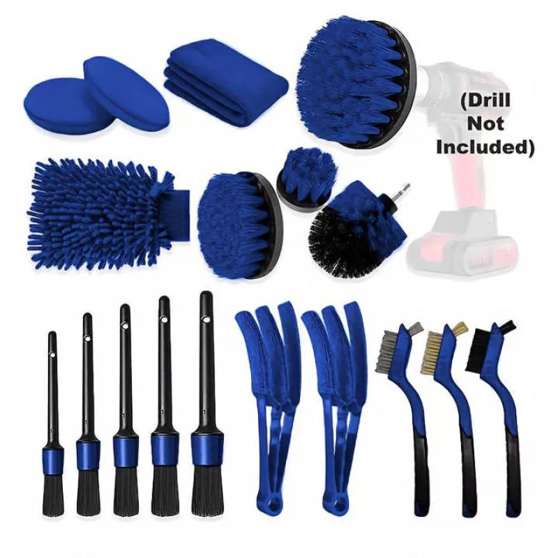 18pcs Car Detailing Brush Set Auto Detailing Car Brush Kit with Buffing Sponge Pads Kit for Car Cleaning Tools