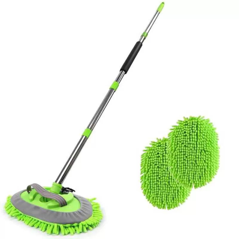 62 Extra-Long Handle Microfiber Car Wash Brush Kit Gentle Scratch-Free Mop Cleaning Mitt for Cars Trucks SUVs RVs Caravans