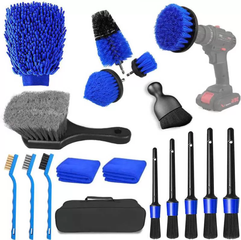 Car Detailing Kit 18Pcs Detailing Brush Set Car Cleaning Kit Drill Brush Set Car Wash Kit AutoCleaning Tools Brushes