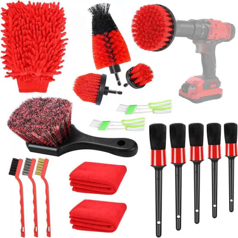 18pcs Car Care Kit Car Detailing Brushes Kit  Car Cleaning Drill Brush Set with Detailing Brushes