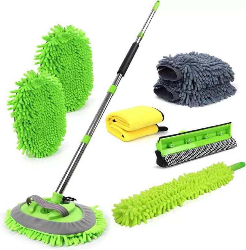 62'' Car Wash Brush with Long Handle Car Wash Mop Mitt Chenille Car Cleaning Kits