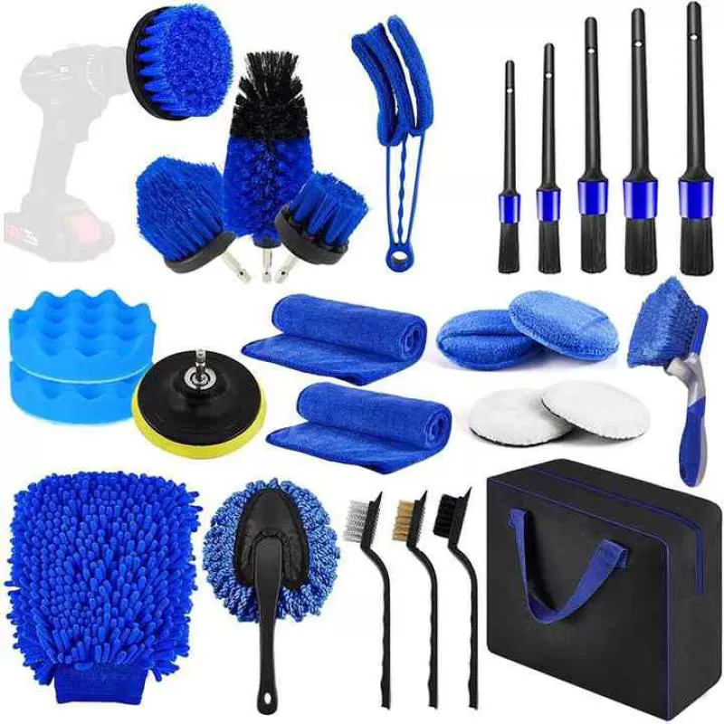 Car Detailing Brushes Kit 27Pcs Car Cleaning Drill Brush Set Auto Cleaning Tools Kit for Interior&Exterior Tire Wheels