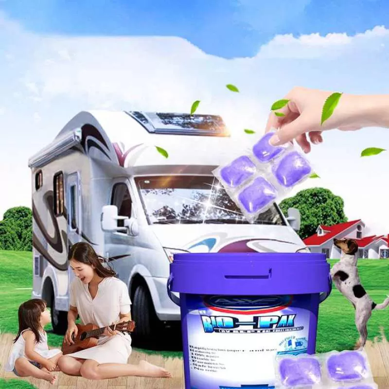 2021 Portable Toilet Cleaner Odor Eliminator Fresh Flush Septic Tank Treatment, Caravan,  Enzyme Bio-Pak