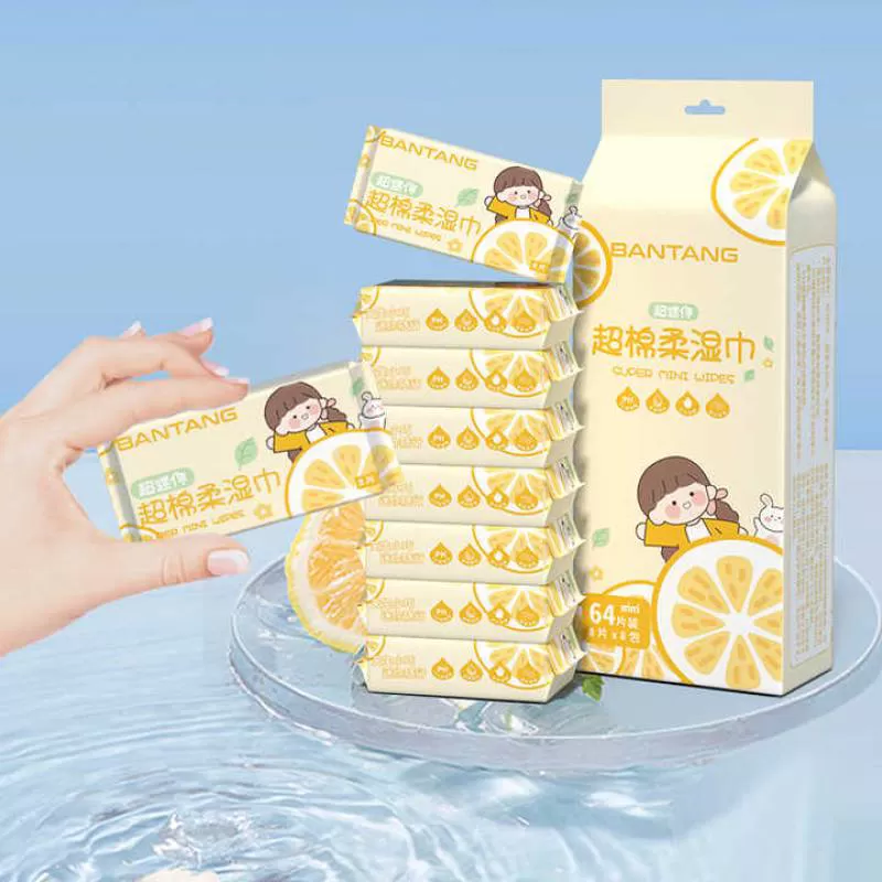 8 Packs Mini Wet Tissue Baby Hands Mouth Cleaning Super Mini Pocket Wet Wipes