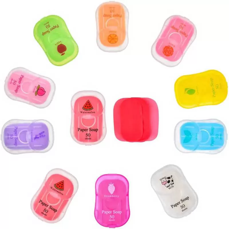 Multiple Fragrance Portable Travel Rinse Off Foam Soap Paper Sheets for Hand Washing