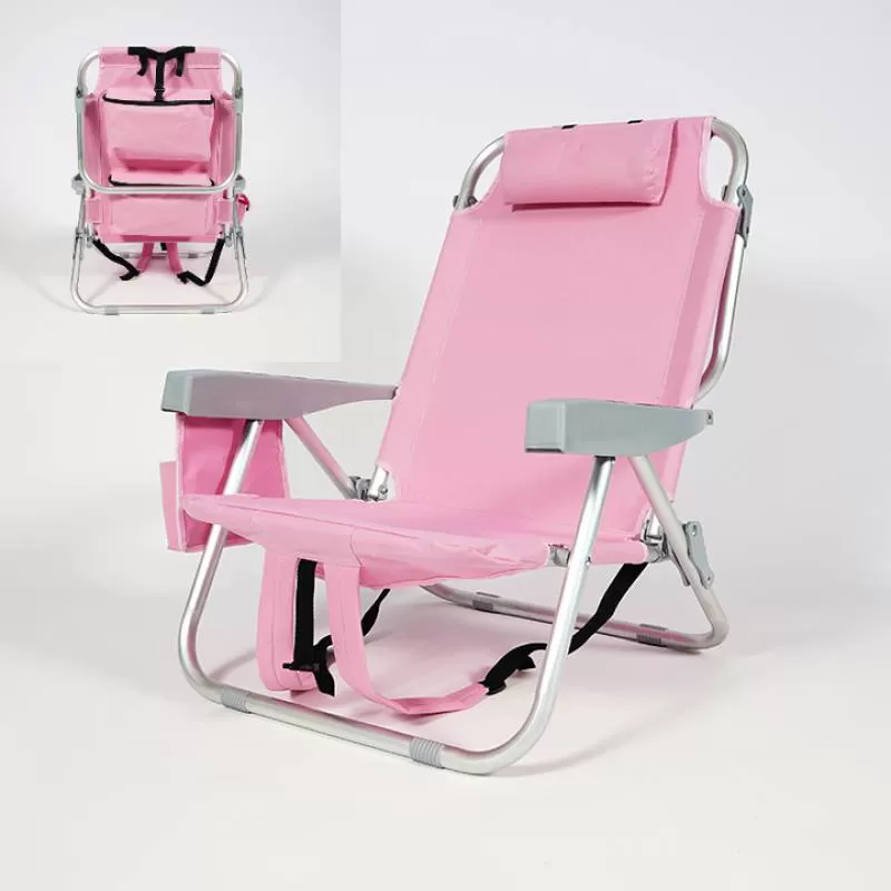 2024 Hot Selling Summer Beach Folding Chair Aluminum Comfortable Portable Lightweight Fold up Backpack Beach Chair