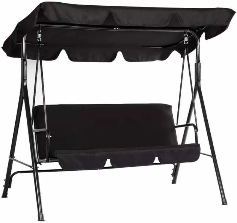 Hitree Hot Seller 3 Seats for Adults Outdoor Garden Patio Swing Chair with Canopy Pillows Cushion Dining Porch Hanging