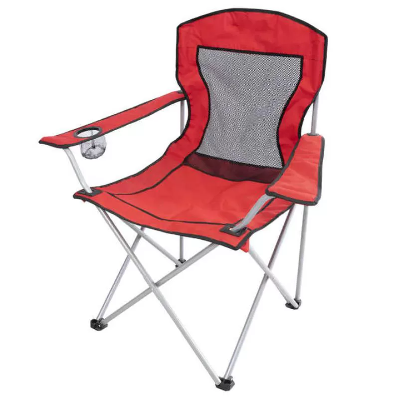 Hitree Wholesale Mesh Patchwork Airy Camping Chairs, Armrest Chairs with Cup Holder and Portable Folding Camping Chairs