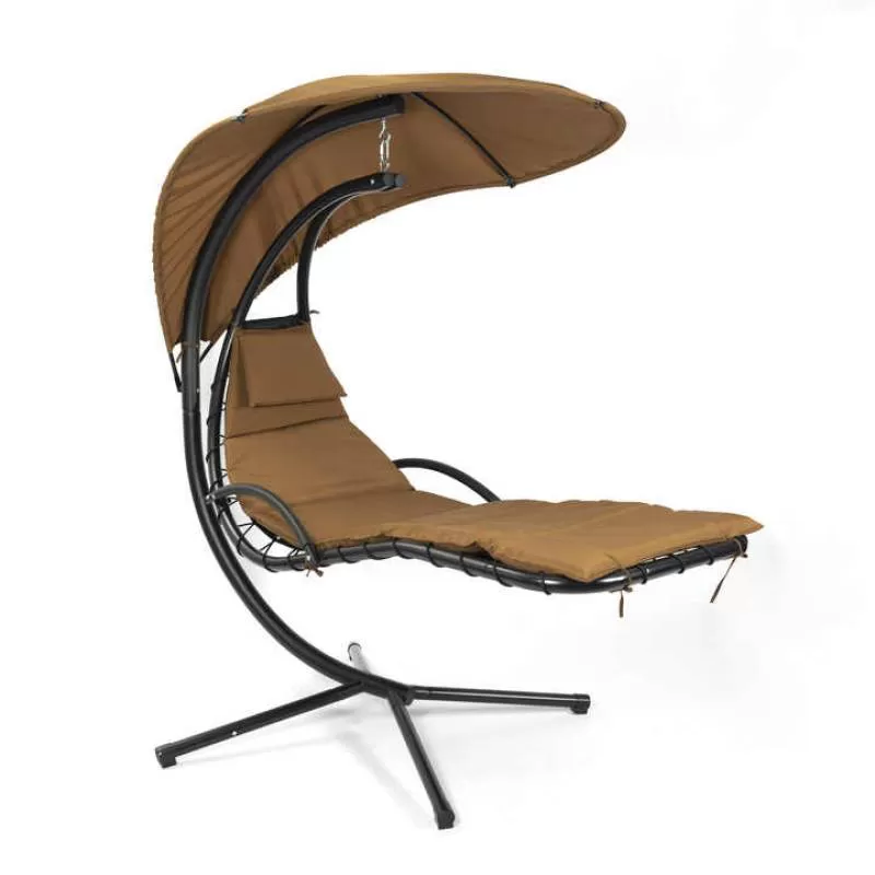 Outdoor Floating Chaise Swing Detachable Lounge Chair Hammock Outdoor Hanging Curved Steel Chaise Lounge Chair Swing with Canopy