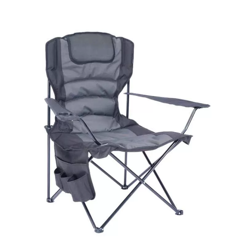 Outdoor Double Layer Padded Sponge Chair Armrest Picnic Chair Comfortable Folding Camping Chair With Side Pocket