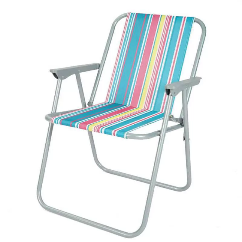 Factory Hitree Direct Portable Stripe Color Outdoor Metal Lightweight Beach Lounge Camping Spring Folding Chair