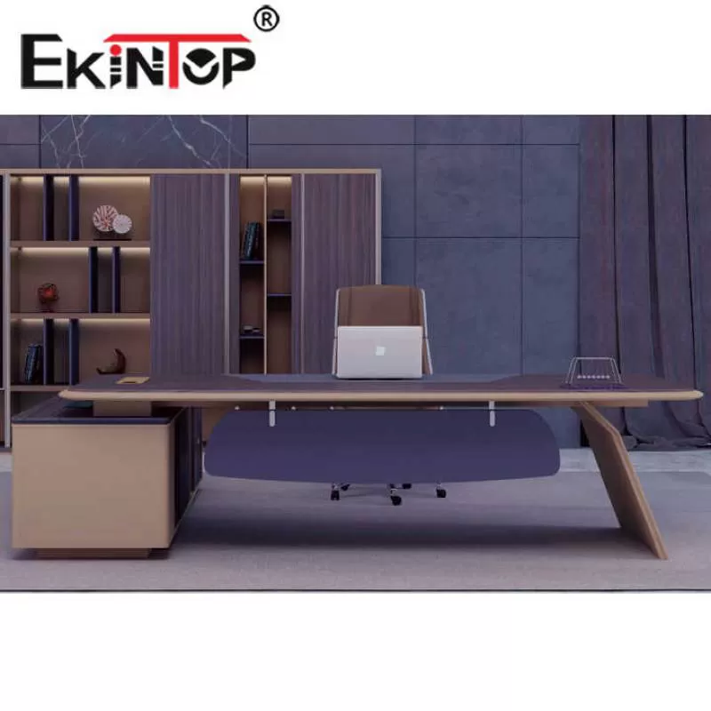Ekintop L Shaped Modern Office Desk Luxury Wooden Office Furniture Working CEO Executive Office Desks