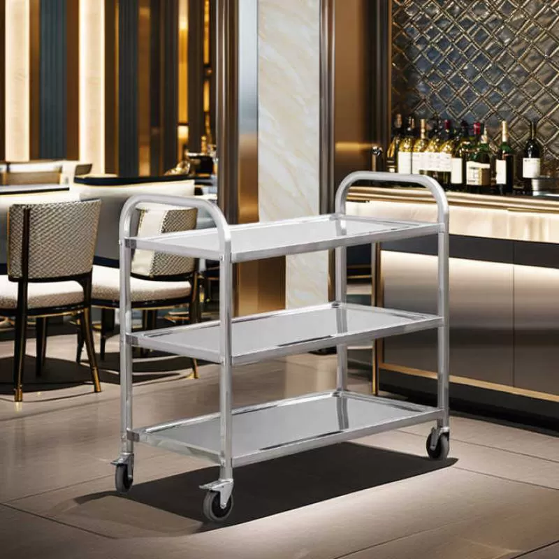 High Quality Restaurant Commercial Stainless Steel Serving Cart Multifunctional Kitchen Rack Hotel Bowl Collection Trolley