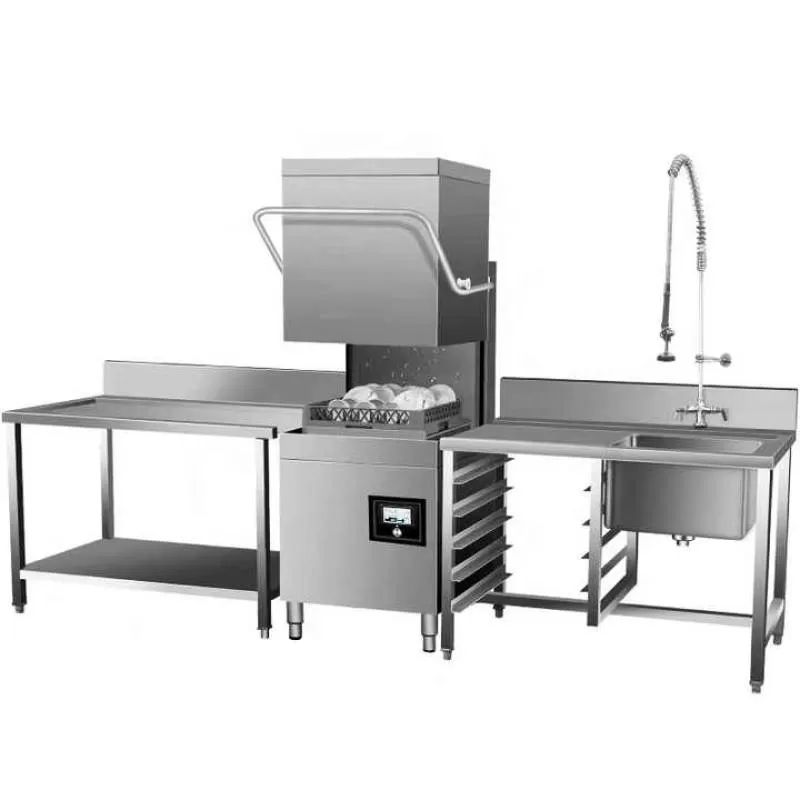 Commercial Hotel and Restaurant Freestanding Industrial 304 Stainless Steel Dishwasher Fully Automatic Hood Type Dishwasher