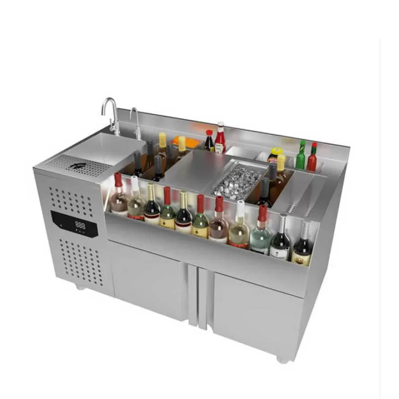 OEM Commercial bar Milk Tea Shop bar Cocktail bar Stainless Steel Sink with Drain Board Workbench Pearl Milk Tea Counter