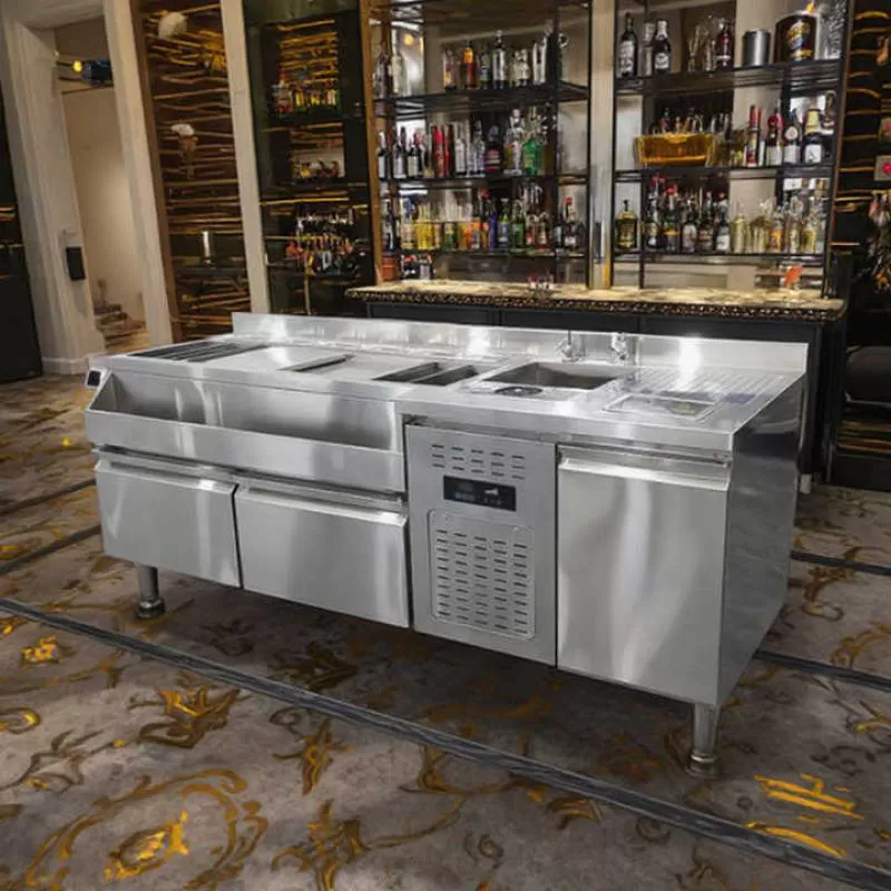 Commercial Bar Equipment Stainless Steel Portable Bar Bartender Hotels Restaurants New Design Mixing Cocktail Bar Station