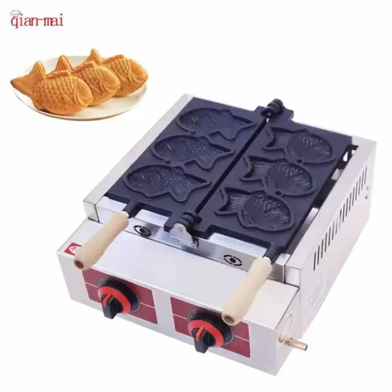 New Product Gas Taiyaki Waffle Machine LPG LNG Flame-out Protection Professional Ice Cream 3 Fish Shape Waffle Maker