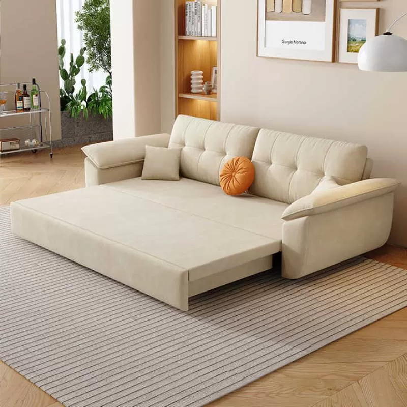 New Design Pull Out Sofa Bed Living Room Furniture Set Cream Style Modern Sofa Bed High End Soft Fabric Sofa Bed With Storage
