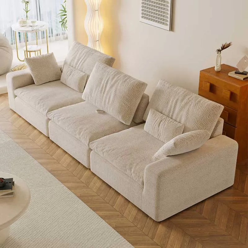 Latest Soft Cloud Sofa Modern Design Fabric Cream Style Velvet Sofa Adjustable Backrest Furniture Living Room Sofa for Home