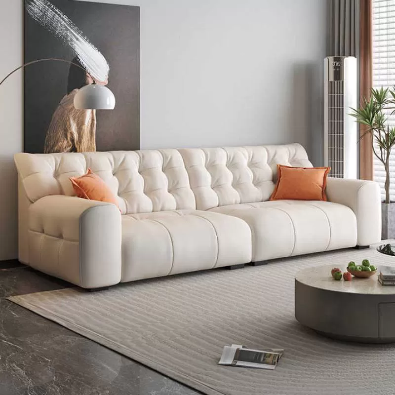 Modern White Leather Couch Light Luxury Living Room Sofas High Quality Quite Soft Velvet Fabric Sofas for Home Hotel Couches Set