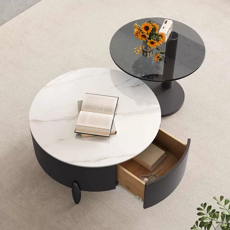 Top Fashion Modern Cheap Round Coffee Table Luxury Popular Center Table Simple Design Living Room Furniture Coffee Table Set