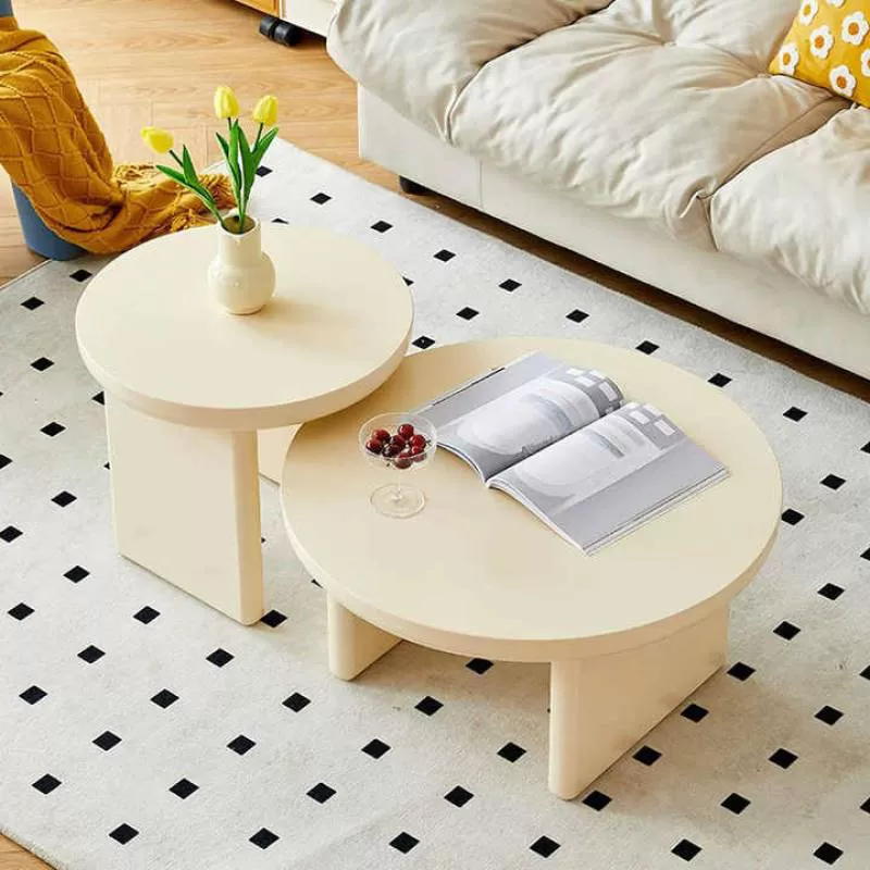 Cheap Cream Style Nordic Coffee Table Furniture Round Modern Luxury Center Side Table Set Design for Living Room