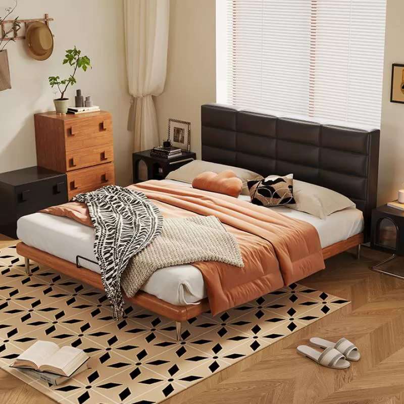 Hot Sale Designer Leather Bed Modern Italian Luxury Queen King Size Bed Frame Wooden High Quality Elegant Bedroom Furniture Set