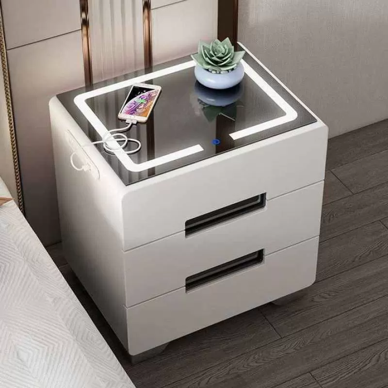 Wholesale Smart Bedside Table With Speakers  LED Light Wireless Charging Modern Luxury Multifunctional Nightstand for Bedroom