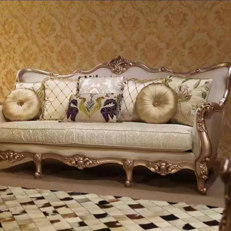 New Design French Style Classic Wooden Couches Luxury Living Room Sofa Set Furniture