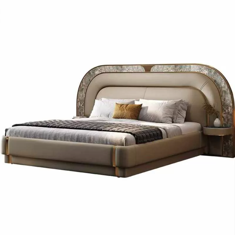 FSHAOYU China Wholesale Modern Design Full Set Fabric Upholstered Bed Luxury King Size Metal Wooden Bedroom Sets Furniture