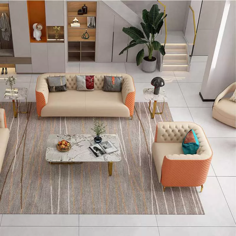 Comfortable Light Luxury Leather Couches Living Room Furniture Full Sofa Set for Living Room