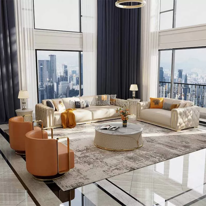 Wholesale Luxury Leisure Lazy I Shape Sofa for Living Room Reclinable Corner Sofa Set with Single Chair