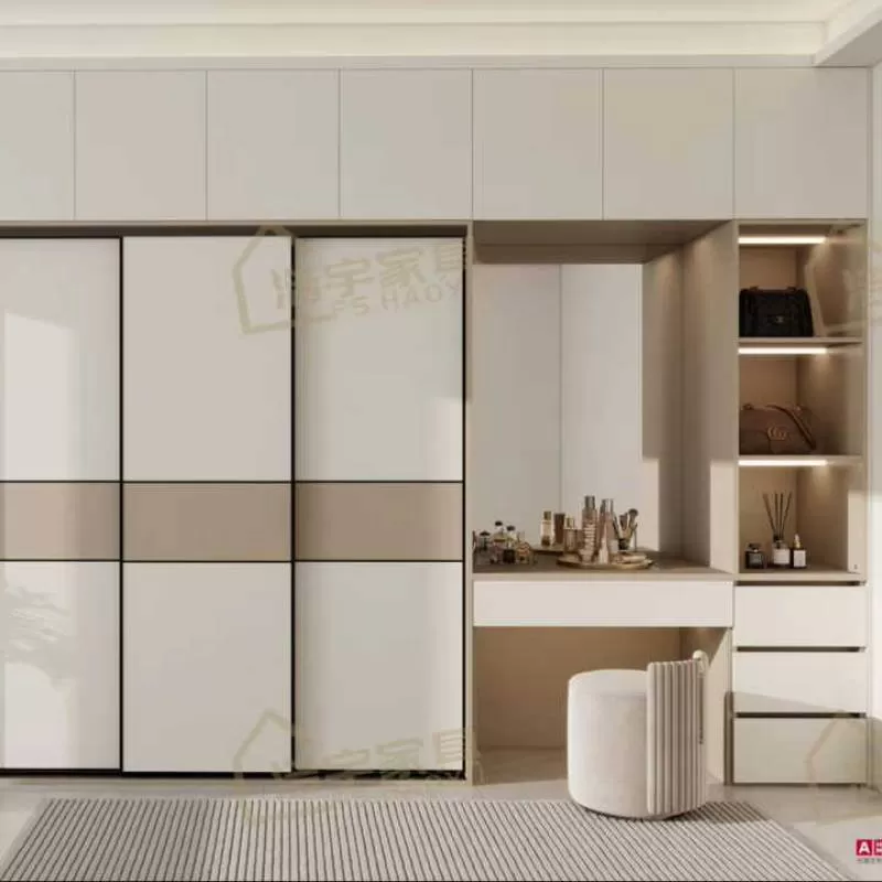 Custom Romantic Girls Bedroom Furniture High End Good Quality Storage Wardrobe  Walk in Closet with Make up Table Chairs