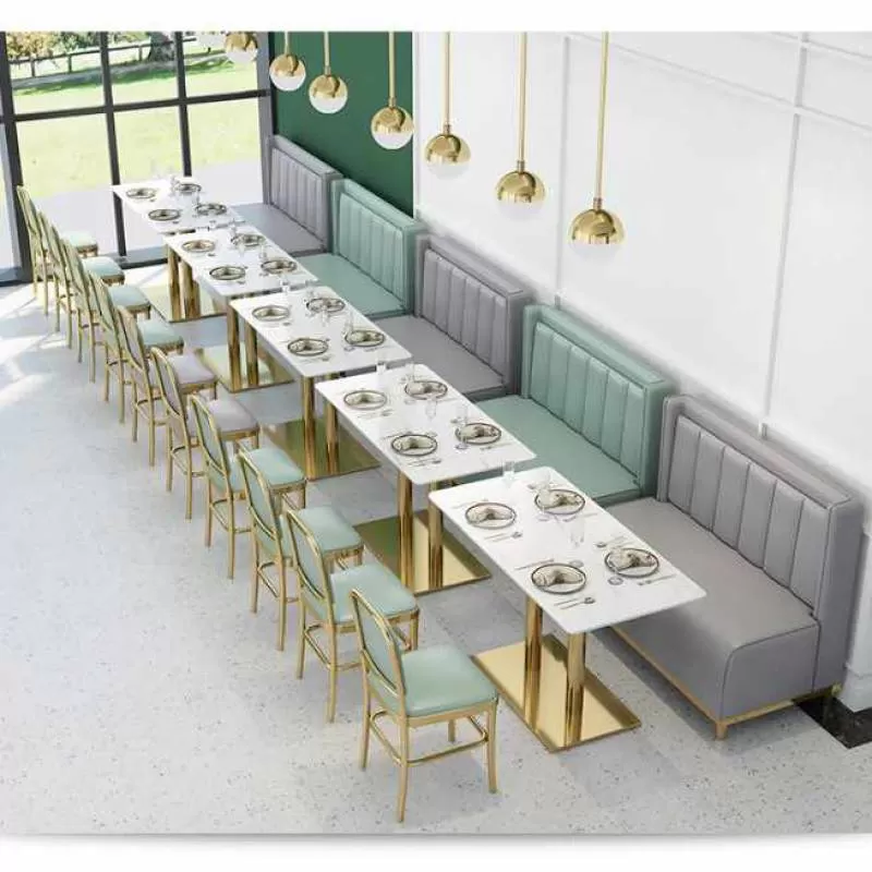 Custom Coffee Restaurant Marble Dining Table Set Fabric Double Sofa Hotel Buffet Sofa