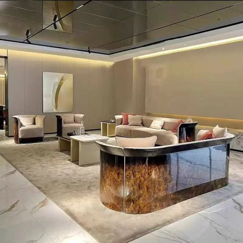 Natural Leather Furniture Sofa Set Luxury Living Room Turkish Wood Furniture Modern Solid Wood Sofa Set Modern Luxury