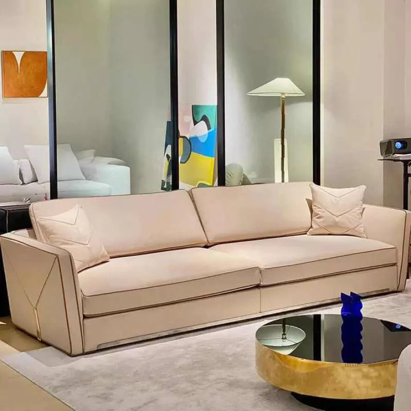 L Shape Corner 7 Seater Italy Sofa Couch Luxury Sofa Set Furniture Living Room Modern Luxury White Sofas for the Living Room