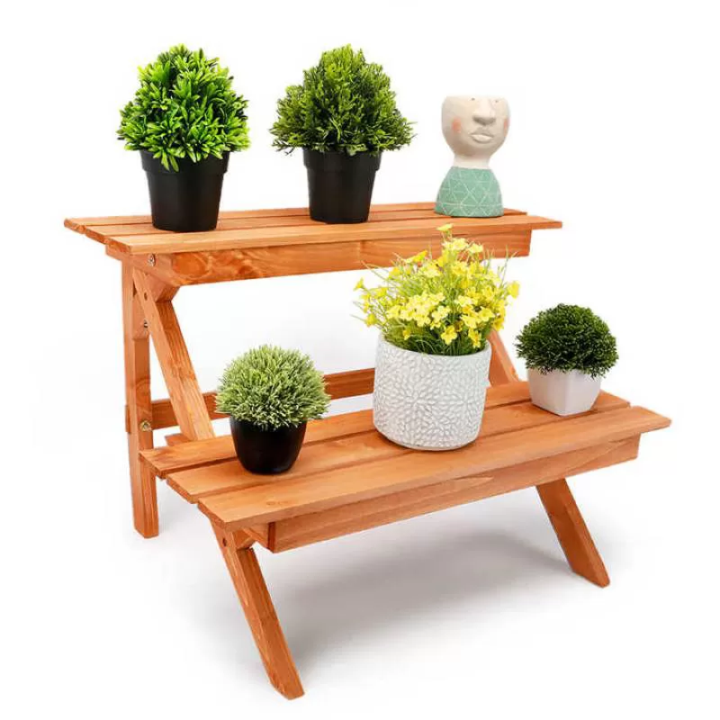 Flower Stand Rack Simple Floor-Standing Storage Rack Flower Pot Display Wooden Plant Flower Pot Display Stand