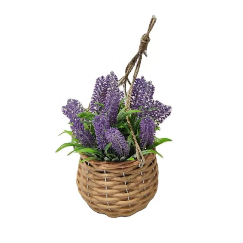 Colorful Fake Basket Garden Home Hanging Artificial Plants Flowering Flowers in Decorative Pots for Sale