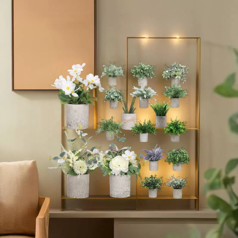Worth Indoor Decoration Mini Potted Artificial Plants in Pots Succulent and Artificial Flowers Wholesale
